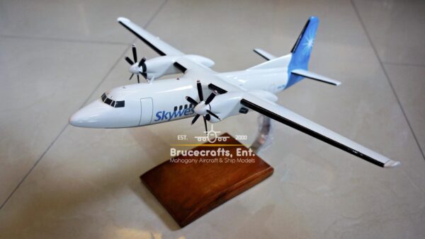 Model of Fokker 50 Skywest with detailed craftsmanship.